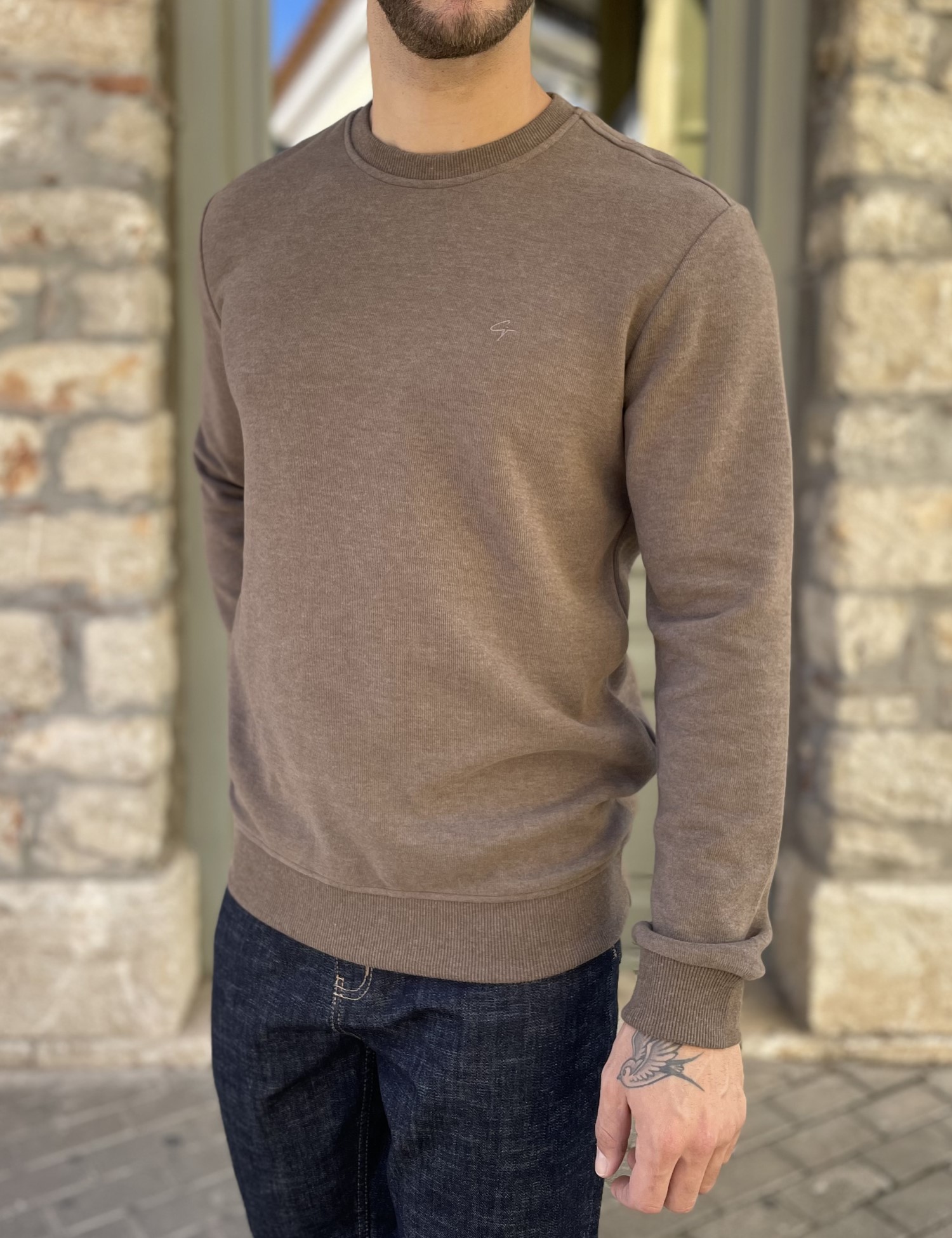 Ανδρική πούρο πλεκτή βαμβακερή μακρυμάνικη μπλούζα plus size 2308Q φωτογραφία